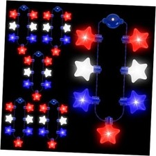 6 Pcs 4th of July Necklace Accessories Red White and Blue Star Necklace for