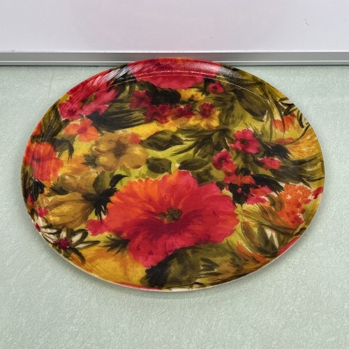 Vintage Floral Fiberglass Serving Snack Bowls Trays Lot 1970s Groovy Funky MCM - Picture 9 of 23
