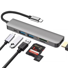 Image of 6-in-1 USB Docking Station, HD 4K Type-C Multi-Function Laptop Adapter