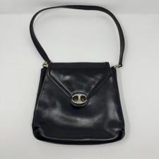 Vintage Authentic 1970s Black Leather Gucci Italy Shoulder Bag BO72