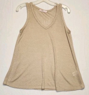 Blue Blush Oatmeal Beige Tank Normcore Basic Minimalist Summer Size Med VNeck