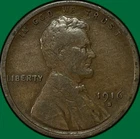 1916-S Lincoln Wheat Cent Fine F Coin #34912