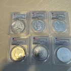 2021 MORGAN & PEACE SILVER DOLLAR PCGS MS70 FIRST STRIKE COMPLETE 6 COIN SET