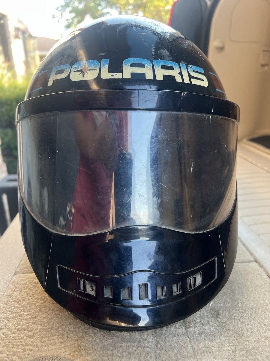 Vintage Polaris Indy Snowmobile Helmet Full-Face Black Blue Red