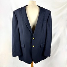 Lauren Ralph Lauren Wool Navy Blue Blazer Mens 42L Gold Buttons Sport Coat