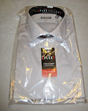 Van Heusen 17 34-35 Men's Dress Shirt Regular Fit Flex Collar Stretch Grey Mist