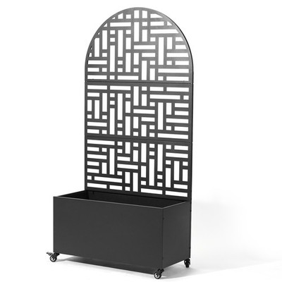 Metal Raised Garden Bed with Trellis and Wheels, 72 inch Tall Arched Planter Box