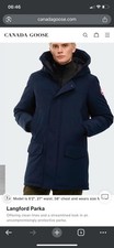 Canada Goose Langford Parka Men’s L Navy Hooded Zip Coat Logo MPN 2062M