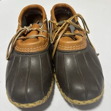 LL Bean Men's 8 Rubber Moc Duck Brown Boots Leather Low Top Comfort Waterproof