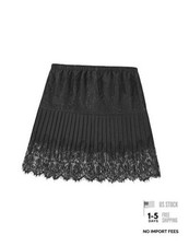 Women's Mini Adjustable Removable Layered Sweep Shirt Medium Black Flower Lace