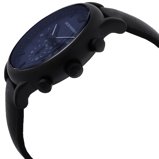 EMPORIO ARMANI S CLASSIC CHRONOGRAPH AR11351 BLUE DIAL BLACK STRAP