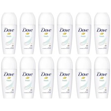 Dove Fresh 48 Hour Anti-Perspirant Roll On Deodorant, 1.7oz. 50ml  Pack of 12 