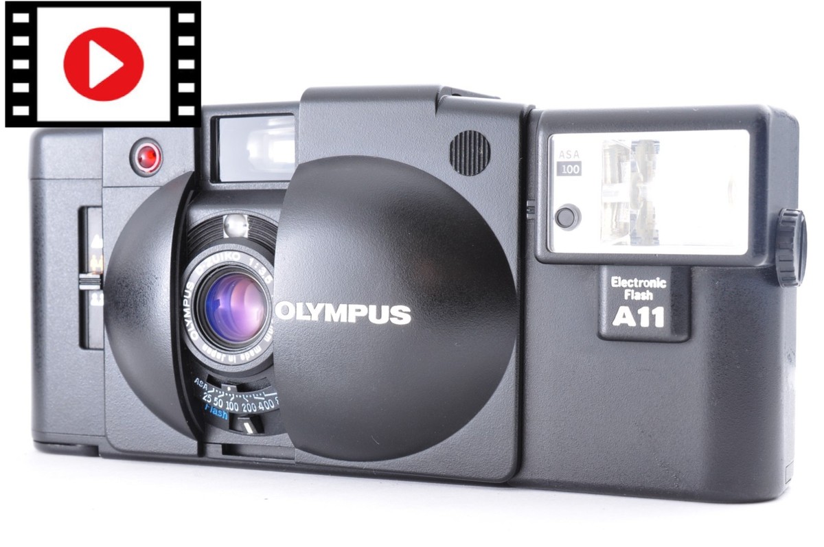 Near Mint] Olympus XA2 Black + A11 Flash Fully Working Clear