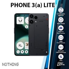 Nothing Phone 3 a Lite Android Cell Phone BLACK/8GB 256GB/Dual SIM/Unlocked