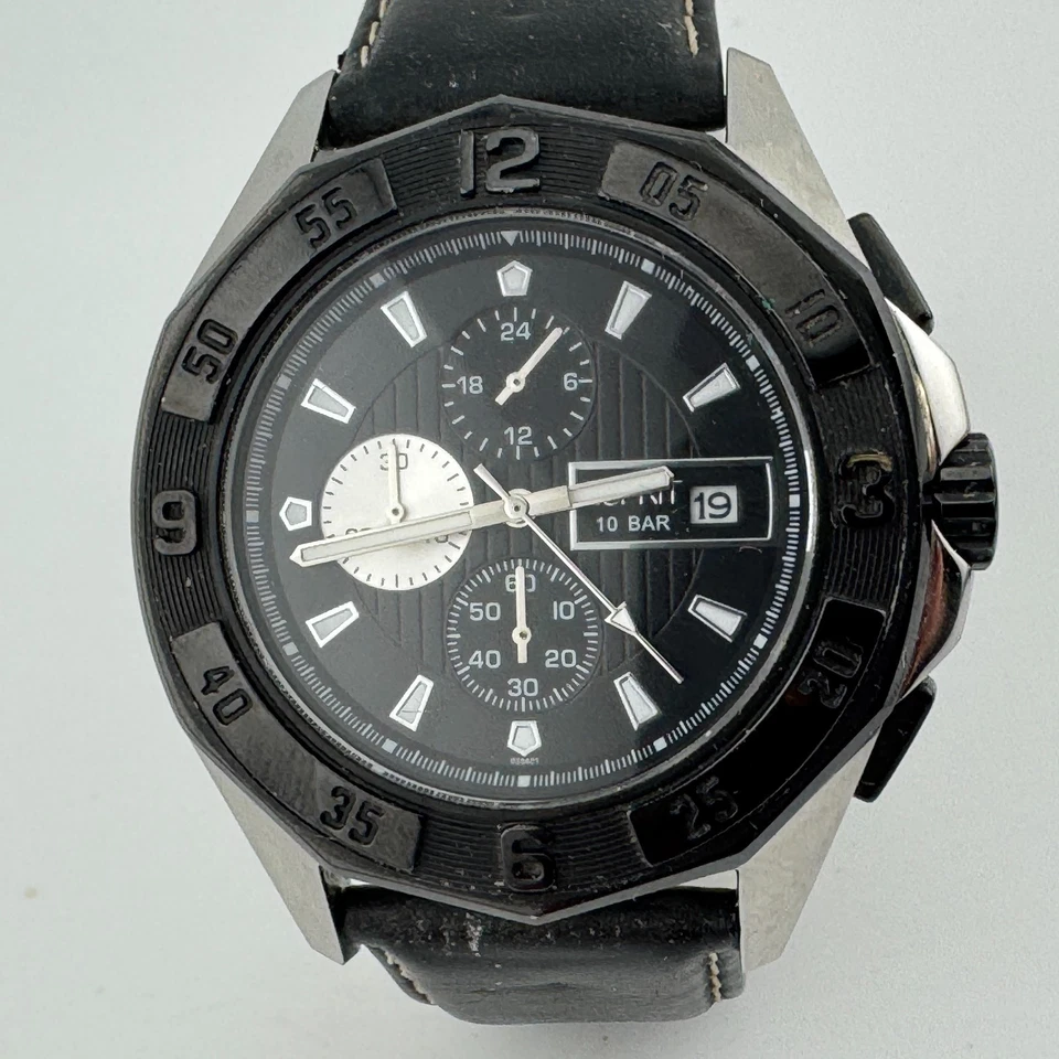 ESPRIT Quartz Watch Men 100m Silver Black Chronograph Date Analog New Battery - Image 2 of 4