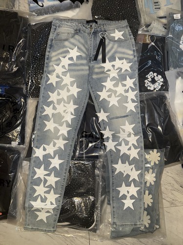 Pre-Owned Amiri X Chemist Staggered Star Patched Jeans In A Size 32