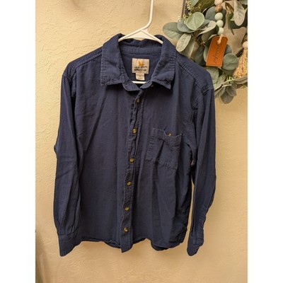 Field & Stream Mens Large Navy Blue Long Sleeve Button Down Flannel Shirt LG