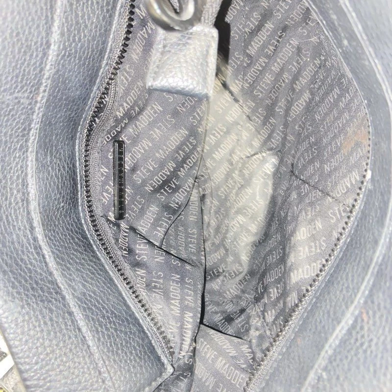 Steve Madden SM Logo Front Satchel Crossbody Black White Blue Logo Pattern Set - Image 4 of 4