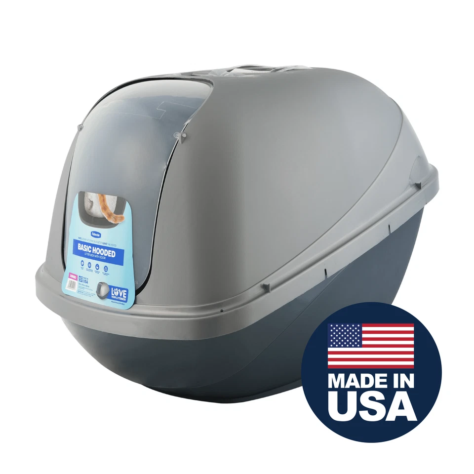 Petmate Jumbo Hooded Cat Litter Pan - Enclosed Litter Box, XL, Pearl Silver - Image 3 of 4