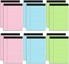 Pink Legal Pads 8.5 X 11 Notebook Paper, 12 Pack Colored Note Pads 8.5 X 11 Wide