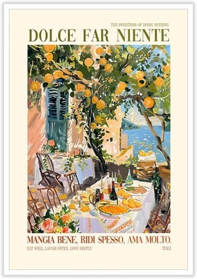 Dolce Far Niente Wall Art Elegant Italian Quote Poster Relaxing Modern Home Deco