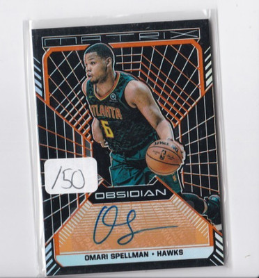 OMARI SPELLMAN 18-19 OBSIDIAN ORANGE ELECTRIC ETCH MATRIX ROOKIE AUTOGRAPH-#/50