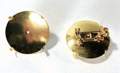 10 Gold Plated 19mm Pin Backs For 18mm Perforated Beading Disc Cabochon ...