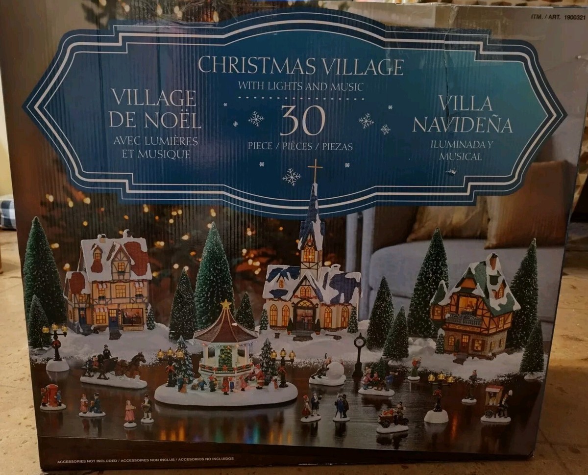 クリスマスビレッジ30ピースセット音楽，ライト付き 楽天市場】【送料無料】クリスマス ビレッジ 30ピースセット 音楽付き
