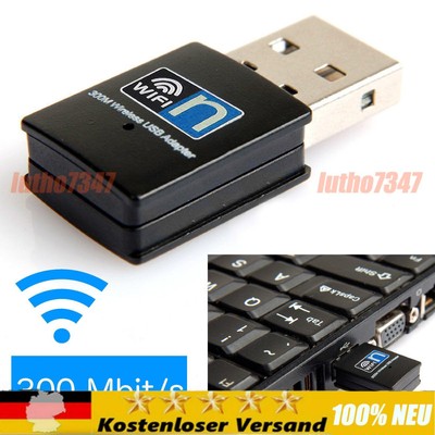 Mini WiFi Wireless Adapter WLAN 300 Mbit 802.11b/g/n USB Stick Dongle NEU