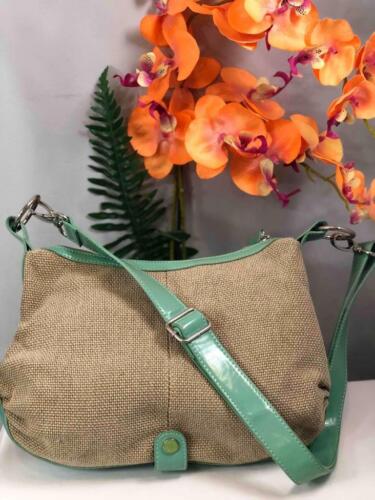 TED BAKER Natural Canvas with Teal Patent Leather 