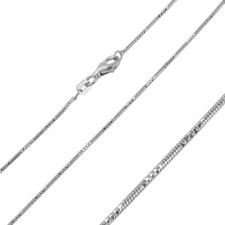 Sterling Silver Rhodium Finish Diamond Cut 1 mm Round Snake Chain Necklace