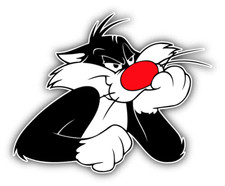 Sylvester Cat Face Cartoon Car Bumper Sticker Decal 5'' x 4''