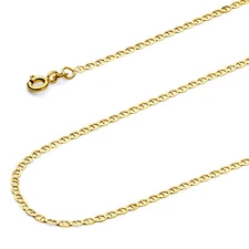 Wellingsale 14k Yellow Gold Solid 1.4mm Mariner Chain Necklace