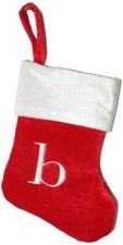 Merry Brite MINI Monogram Christmas STOCKING RED With INITIAL Plush 8"