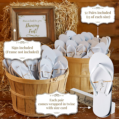 Bulk Flip Flops for Wedding Guests, 52 Pack Wholesale Wedding Sandals