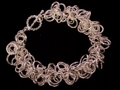 New Chainmaille 925 Sterling Silver Sassy Swirl of Rings Bracelet  7''