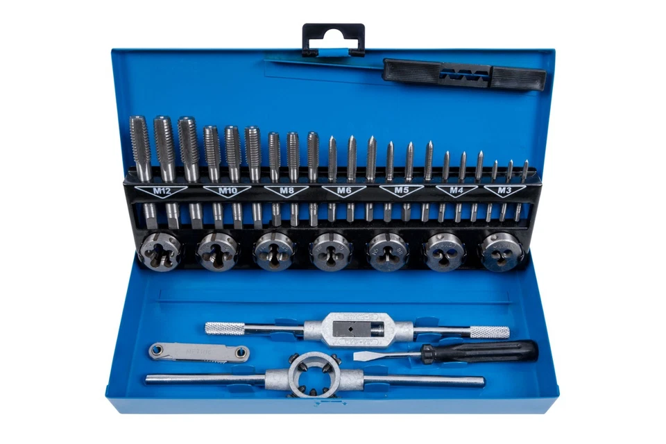 32pc HSS Metric Tap & Die Set M3 M4 M5 M6 M8 M10 M12 Taper Plug Alloy Steel Set - Image 3 of 4