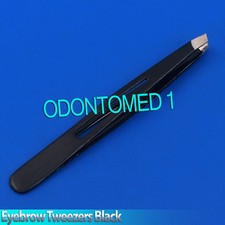 New 3.5" Eyebrow Tweezers SLANTED Precision Tip - BLACK w/ HOLLOW Design