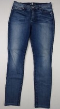 7 For All Mankind Jeans Womens Size 29x28 Blue Denim The Mid Rise Skinny Stretch