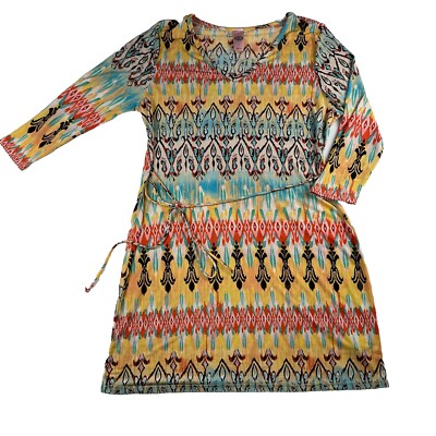 Pink Coconut Coastal Cowgirl Three Quarter Sleeve Mini Dress Southwestern Size M