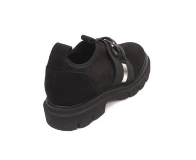 Luca Grossi 96a Black Suede Leather Elastic Mesh Platform Sneaker