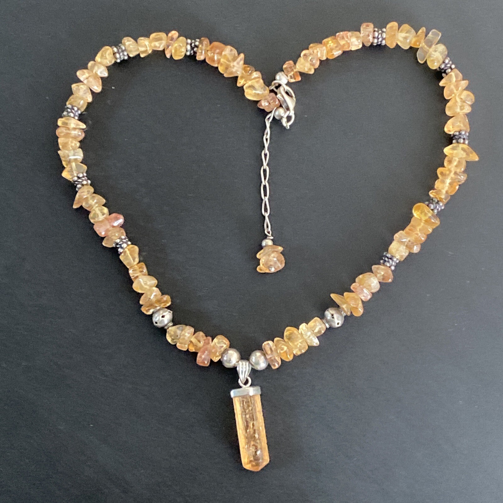 Very Beautiful Solid Silver Ethnic Amber Quartz P… - image 1