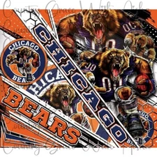 20oz Skinny Tumbler Sublimation Transfer Print Bears Football Ready To Press