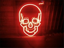 Lámpara de letrero de neón acrílico calavera casa embrujada 17"x14" con atenuador