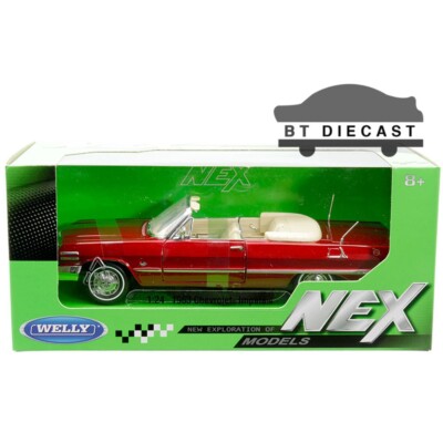 ミニカー WELLY 1/24 1963 Impala SS Convertible 1963 CHEVROLET IMPALA CONVERTIBLE RED METALLIC 1/24 DIECAST MODEL