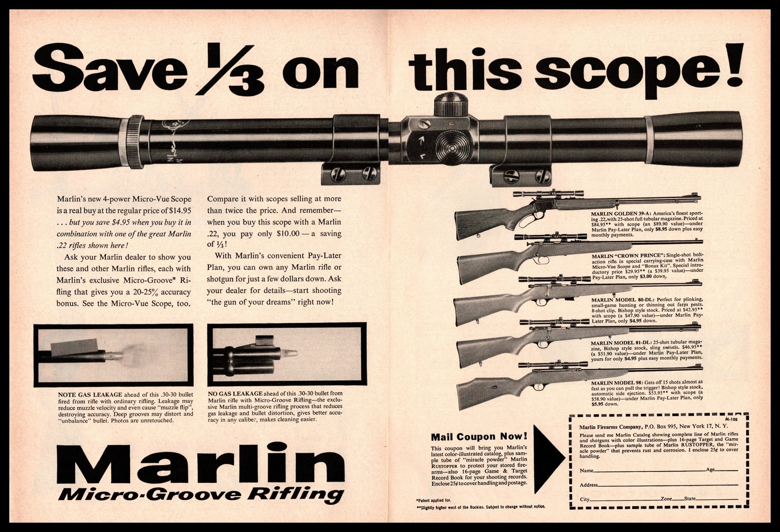 1957 Marlin MicroGroove Rifling 4Power MicroVue Rifle Scope 2Page
