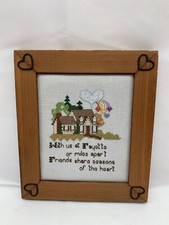 Cross Stitch Picture Home Friends Wood Frame