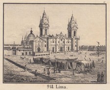 Perù Lima Originale Litografia Nuovo Galleria Fotografica 1836