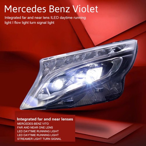 Pair LED Headlights assembly Projector LED DRL For Benz V-Class W447 V220 15-20 - Picture 3 of 17