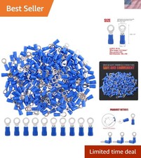 100Pcs 16-14AWG Insulated Terminals Ring Electrical Wire Crimp Connectors Blu...